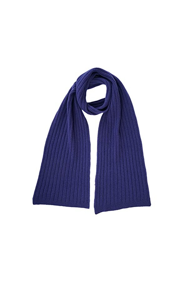 Écharpe tricotée en 50% Cachemire recyclé, pour hommes/femmes, fabriqué en Italie Bleu marine 
