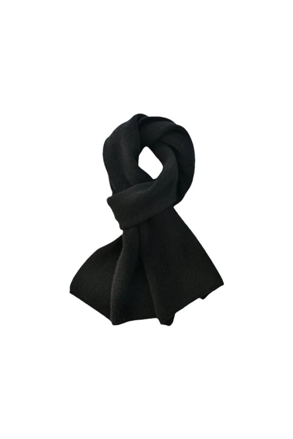 Hdhdeueh Écharpe tricotée en cachemire pour femme - Couleur unie - Unisexe - Chaude et épaisse, Noir , taille unique