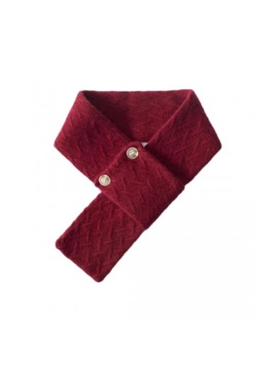 Hdhdeueh Écharpe courte unisexe en cachemire Kkniited pour femme Protection du cou chaude et épaisse, rouge vin, taille uniqu