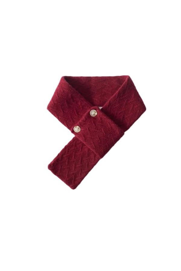Hdhdeueh Écharpe courte unisexe en cachemire Kkniited pour femme Protection du cou chaude et épaisse, rouge vin, taille uniqu