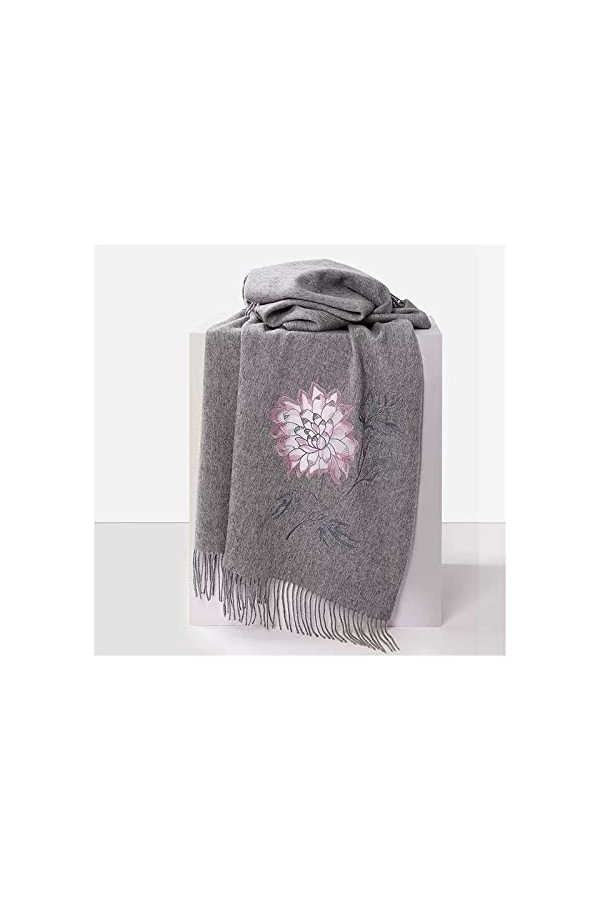 Écharpe Chale Femme Broderie de Haute qualité 100% écharpe en Laine Cape dhiver for Femme Écharpe Polyvalente surdimensionné