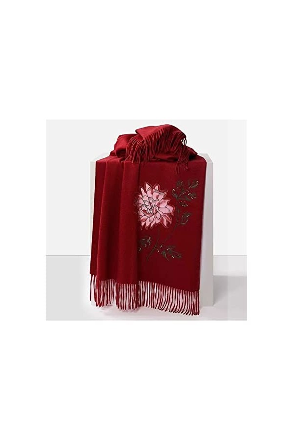 Écharpe Chale Femme Broderie de Haute qualité 100% écharpe en Laine Cape dhiver for Femme Écharpe Polyvalente surdimensionné