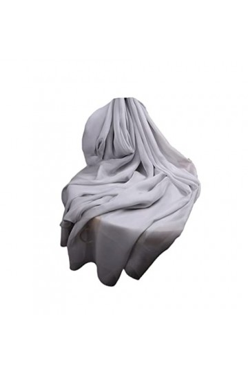 HYCLAM Écharpe en Soie Gris Clair, Longue écharpe dété pour Femmes, châle écharpe 100% Soie Solide et Douce Gris 180~65cm 