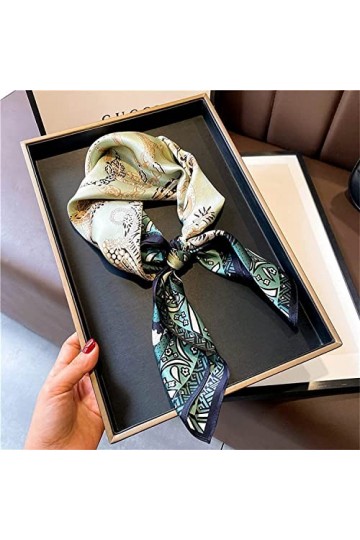 BAZIGA Écharpe en Mousseline de Soie Pure Écharpe en Soie Blanche et Vert foncé Écharpe en Soie dautomne et dhiver pour Fem