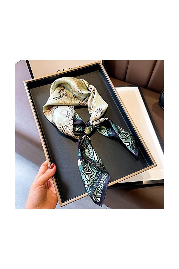 BAZIGA Écharpe en Mousseline de Soie Pure Écharpe en Soie Blanche et Vert foncé Écharpe en Soie dautomne et dhiver pour Fem