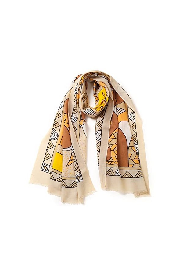 BAZIGA Écharpe en Laine de Mouton de Haute qualité Châle à la Mode et Polyvalent pour Femmes Écharpe Chaude de Style Folklori