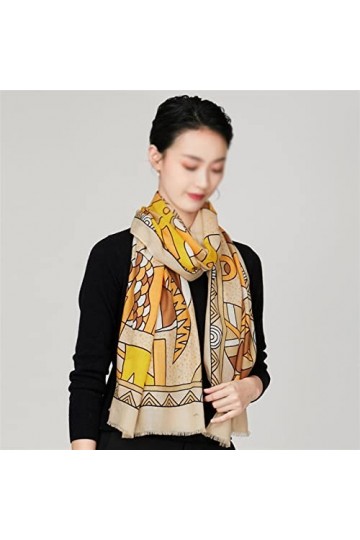 BAZIGA Écharpe en Laine de Mouton de Haute qualité Châle à la Mode et Polyvalent pour Femmes Écharpe Chaude de Style Folklori