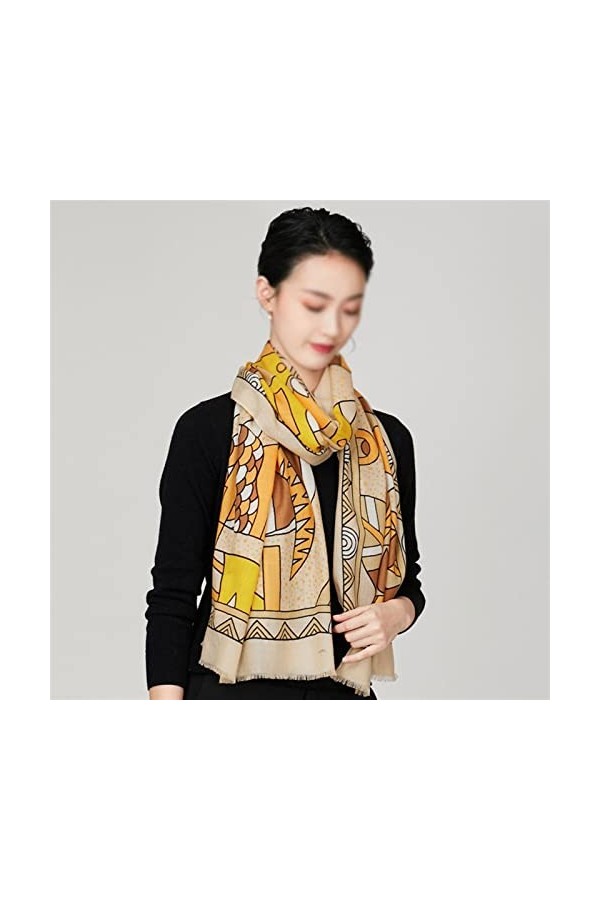 BAZIGA Écharpe en Laine de Mouton de Haute qualité Châle à la Mode et Polyvalent pour Femmes Écharpe Chaude de Style Folklori