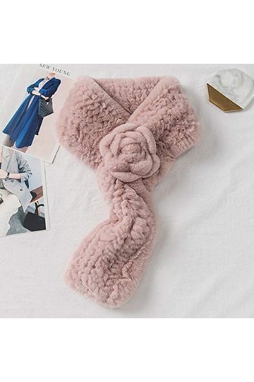 zhangmeiren Version Coréenne De Col De Fourrure Écharpe dhiver Femme Col De Fourrure Fleur Épaisse Tissée Color : Pink, Siz