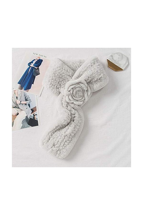 zhangmeiren Version Coréenne De Col De Fourrure Écharpe dhiver Femme Col De Fourrure Fleur Épaisse Tissée Color : Pink, Siz