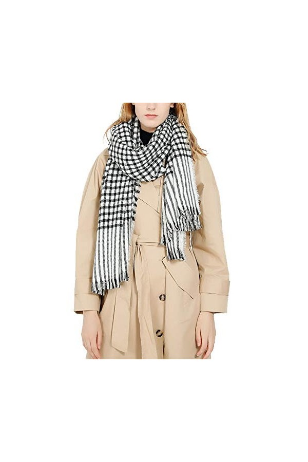 Écharpe Poncho pour Femme Motif à Carreaux Simple Écharpe Chaude de Style Européen et Américain Châle Femme Automne et Hiver 