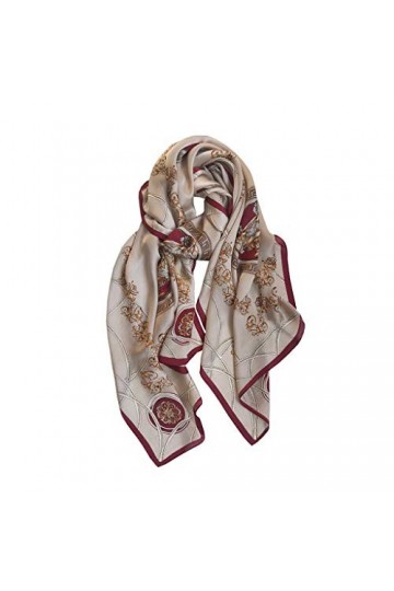 Écharpe en Soie de mûrier Femme Printemps et Automne Sauvage Lion Fleur de Vigne Longue écharpe en Soie châle