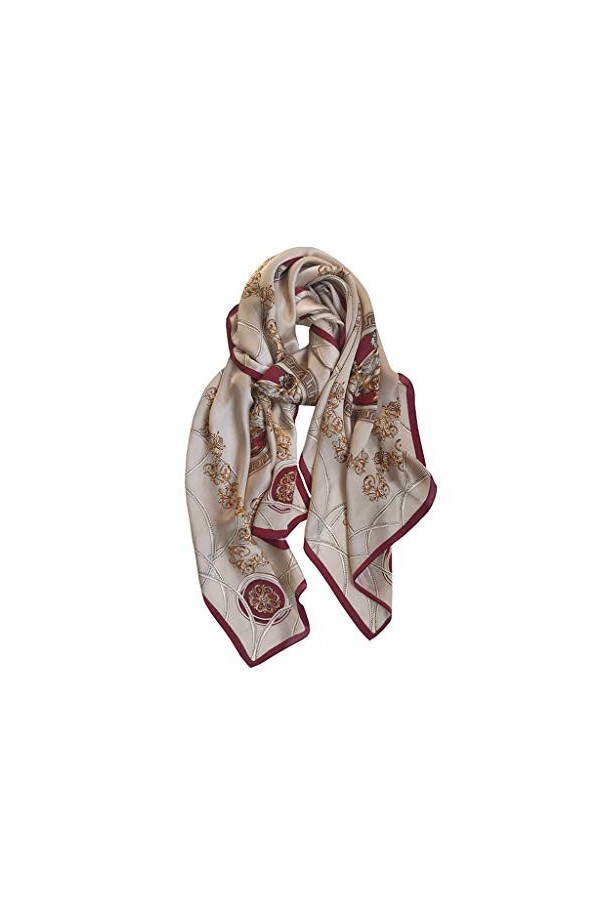 Écharpe en Soie de mûrier Femme Printemps et Automne Sauvage Lion Fleur de Vigne Longue écharpe en Soie châle