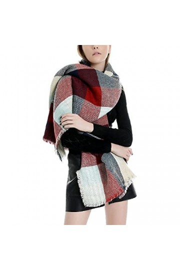 SKREOJF Lady Plaid Echarpes Châle Femmes Spring Automne Hiver Écharpe Chaud Echarpe All-Match Long Crampons Châle Color : Re