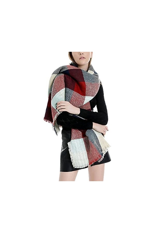 SKREOJF Lady Plaid Echarpes Châle Femmes Spring Automne Hiver Écharpe Chaud Echarpe All-Match Long Crampons Châle Color : Re