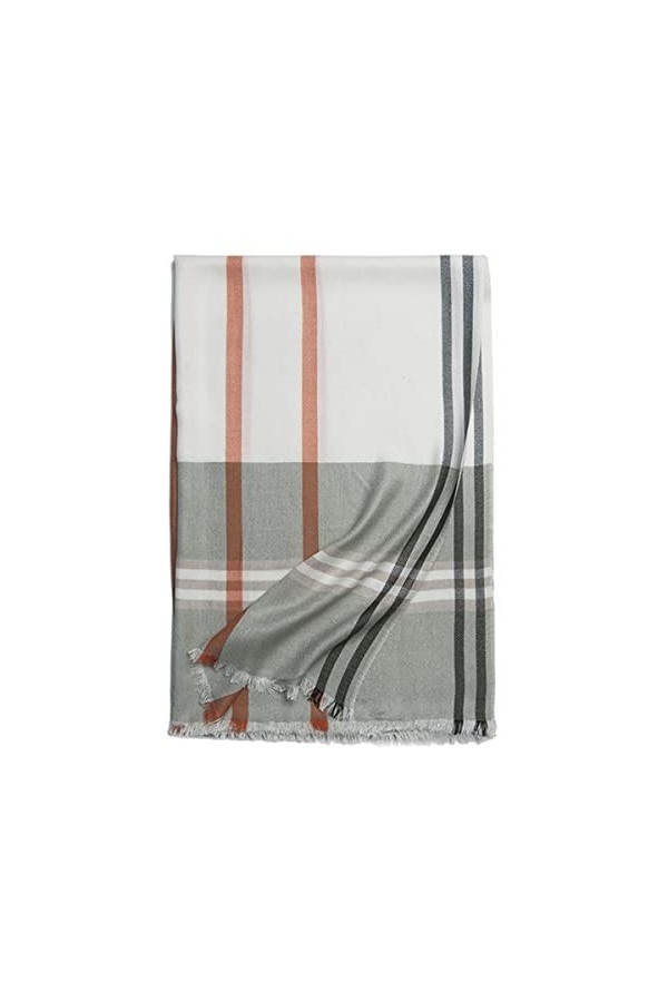 Foulard en Soie, Écharpes Couverture pour Femmes Check Soft Châle Plaid Hiver Écharpes Chaudes Laine Tartan Mode Longue Échar