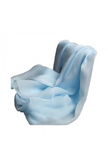 YIOLEAMP Écharpe en soie bleu ciel, écharpe en soie 100% véritable, écharpe en mousseline de soie naturelle pour femmes, long