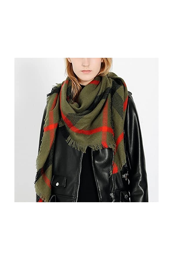 SKREOJF Dame plaid écharpes châle femmes printemps automne hiver épaisse écharpe chaud tout match long Color : Black, Size :