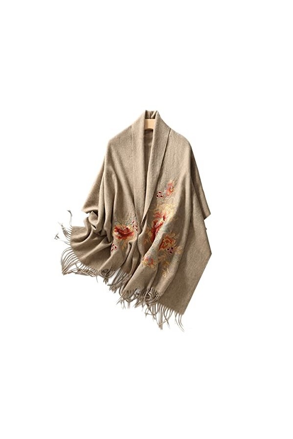 Foulard en Soie, Couverture Écharpe dhiver avec Motif Imprimé Classique Laine Couleur Unie Châle Mode Wraps Longues Écharpes