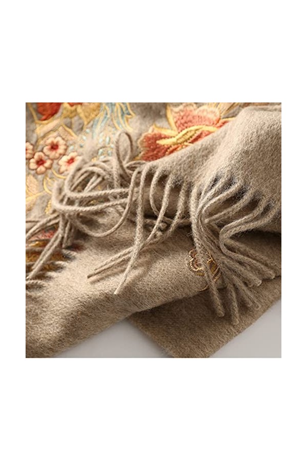 Foulard en Soie, Couverture Écharpe dhiver avec Motif Imprimé Classique Laine Couleur Unie Châle Mode Wraps Longues Écharpes