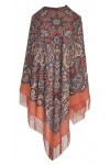 Pavlovo Posad Écharpe pour femme couleur saumon russe 100 % laine avec franges, avec cachemire et fleurs 125 cm x 125 cm, Sau