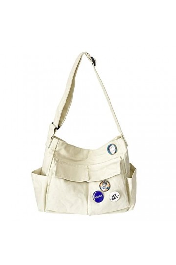 HIMS Sac à bandoulière rétro sac à toile grande capacité messenger bag hobo sac messenger en toile avec plusieurs poches sac 