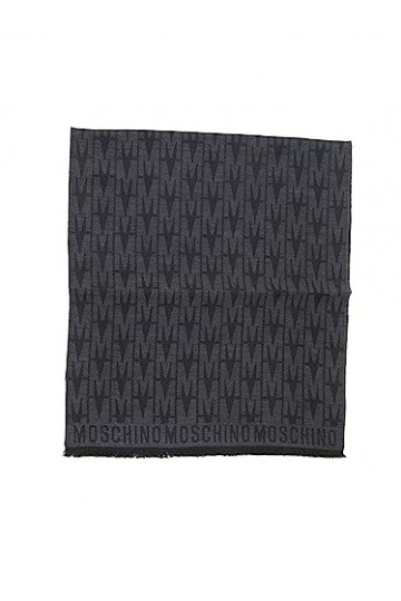 MOSCHINO Écharpes Femme Noir Écharpe en laine à imprimé monogramme all over, multicolore, Taille unique