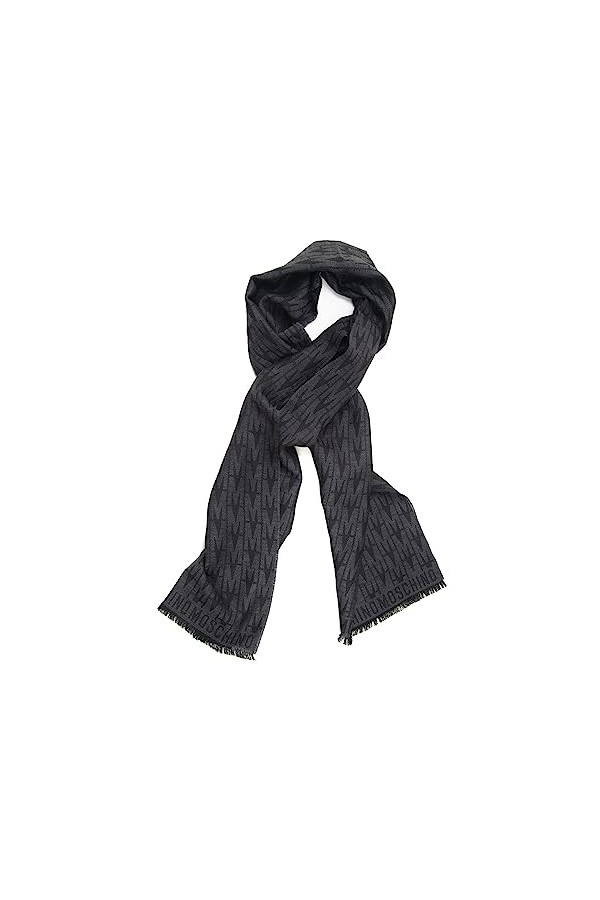 MOSCHINO Écharpes Femme Noir Écharpe en laine à imprimé monogramme all over, multicolore, Taille unique