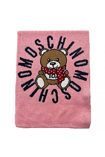 Moschino Écharpe rose logo noir jouet central, rose, 30x160cm