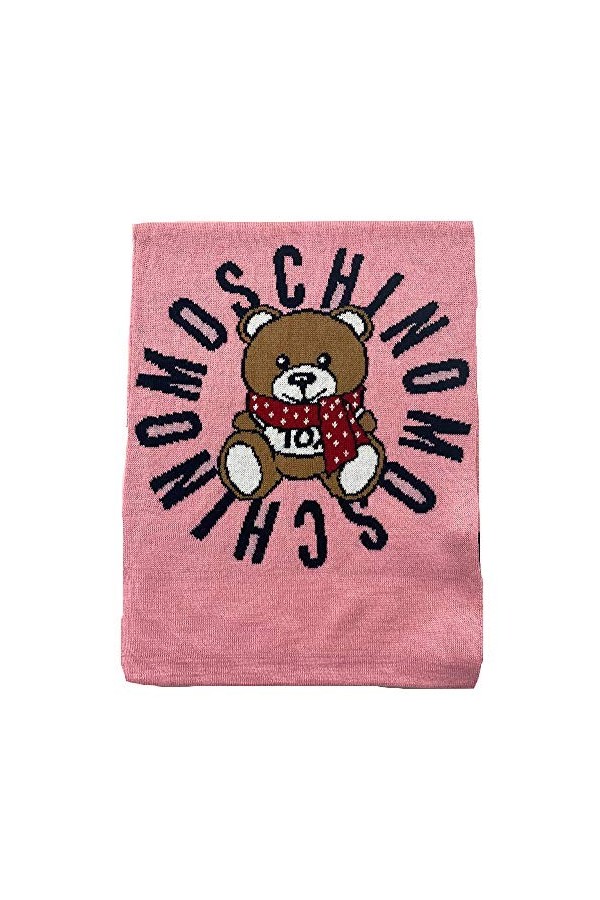 Moschino Écharpe rose logo noir jouet central, rose, 30x160cm