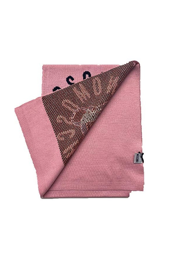 Moschino Écharpe rose logo noir jouet central, rose, 30x160cm