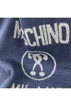 Moschino Écharpe bleu marine logo gris milan, Bleu marine et gris, 28x170cm