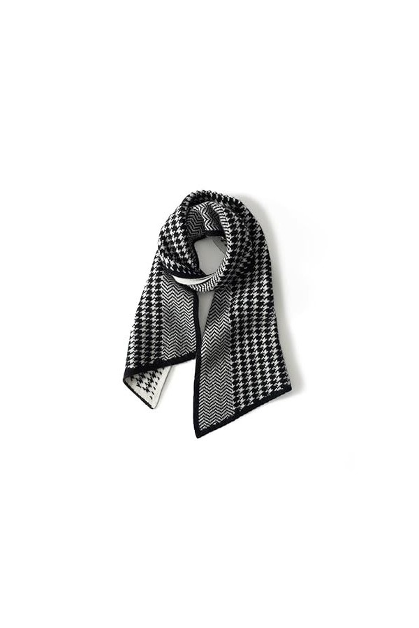 KIPPOT Écharpe en cachemire doux femme pied de poule automne hiver court épaissi laine tricoté châle voyage cou protecteur éc