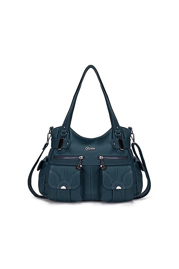 KL928 - Sac à main pour femme - En cuir élégant - Avec bandoulière et hanses - Avec de nombreux compartiments, L