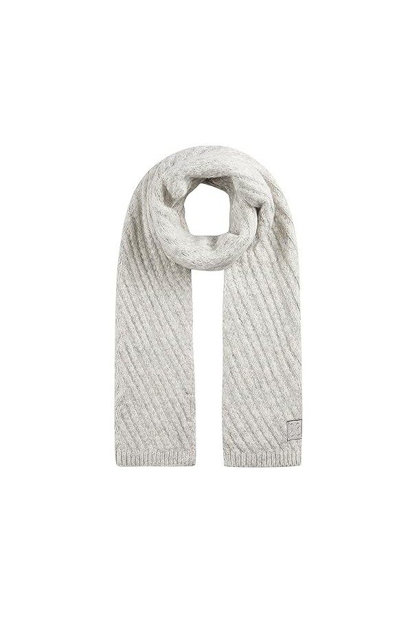 Codello Écharpe en laine mélangée douce en tricot structuré tendance, gris, taille unique