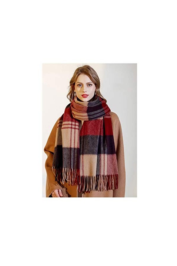 châle Long Femmes Mode Châle Big Grille dhiver de Chaud Lattice Grande écharpe, Automne/Hiver Compatible with Les Femmes Sca