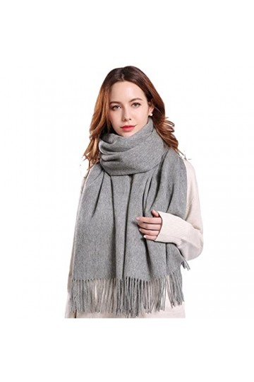UKKO Echarpe Femme Cachemire Écharpe en Laine pour Femmes Hiver Épaissir des Écharpes Chaudes Hiver-Grey,180X70Cm
