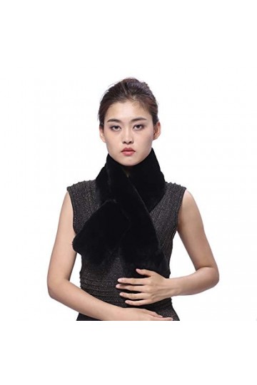 BeFur Écharpe dhiver pour Femme en Fourrure de Rex Lapin Confortable Cou Chaud Noir