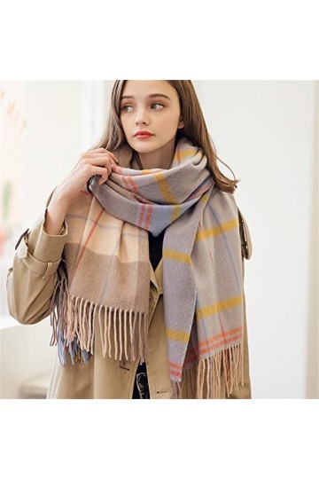Écharpe Femme Écharpe Plaid Couverture Écharpe Gland Femme Grande Écharpe Chaud Hiver Plaid Châle Écharpe Doux Chaud Color :