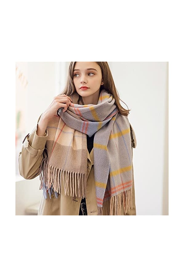 Écharpe Femme Écharpe Plaid Couverture Écharpe Gland Femme Grande Écharpe Chaud Hiver Plaid Châle Écharpe Doux Chaud Color :