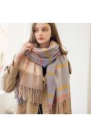 Écharpe Femme Écharpe Plaid Couverture Écharpe Gland Femme Grande Écharpe Chaud Hiver Plaid Châle Écharpe Doux Chaud Color :