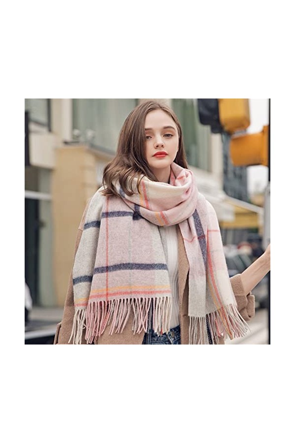 Écharpe Femme Écharpe Plaid Couverture Écharpe Gland Femme Grande Écharpe Chaud Hiver Plaid Châle Écharpe Doux Chaud Color :
