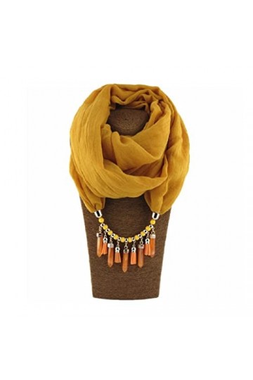 BAZIGA Écharpe pour Femme avec Pendentif Collier écharpe écharpe Chaude pour Femme en Coton châle Wrap écharpe Femme Amarill