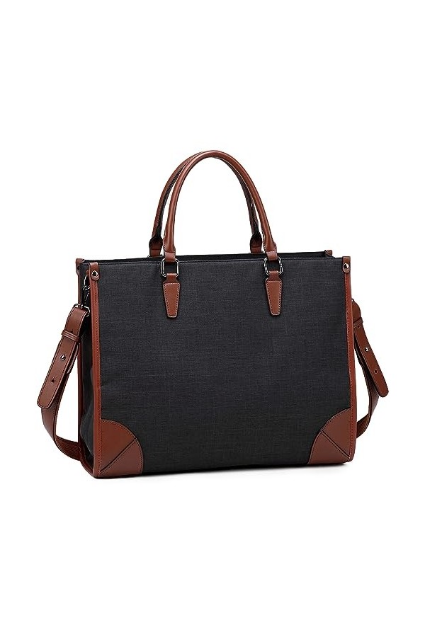 Kasgo Cabas Femme, Grande Capacité Sac a Main Femme Imperméable Sacoche Ordinateur 15,6 Pouces PU Cuir Sac à Bandoulière Sac 