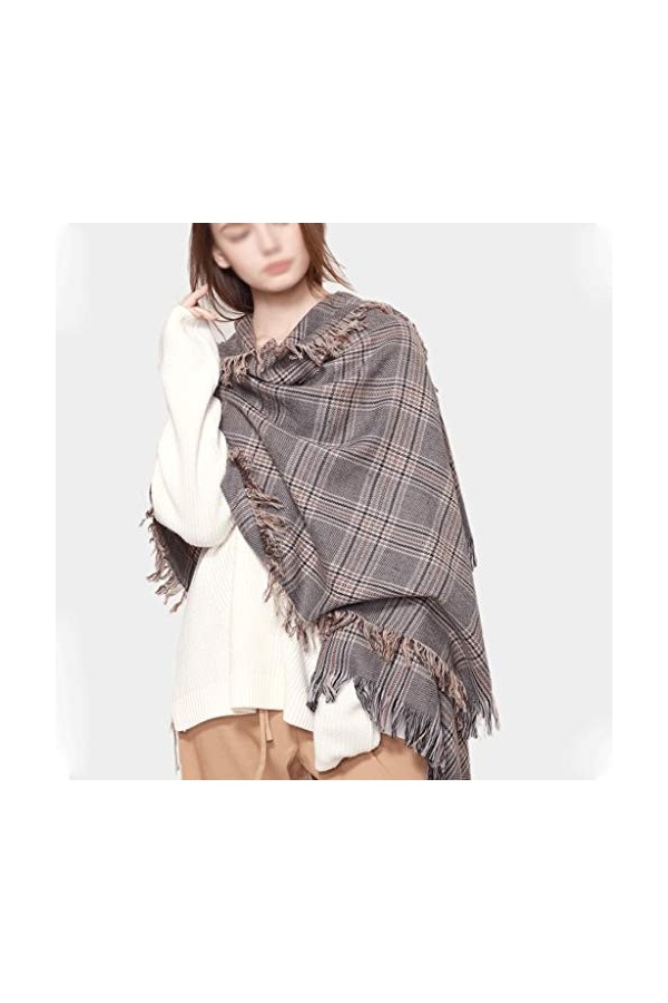 TYXL Foulard de Soie Femme, Écharpe Femmes Hiver Couverture Écharpe Plaid Femmes Chaud ConfortableTartanWrapOversized Cape Ca