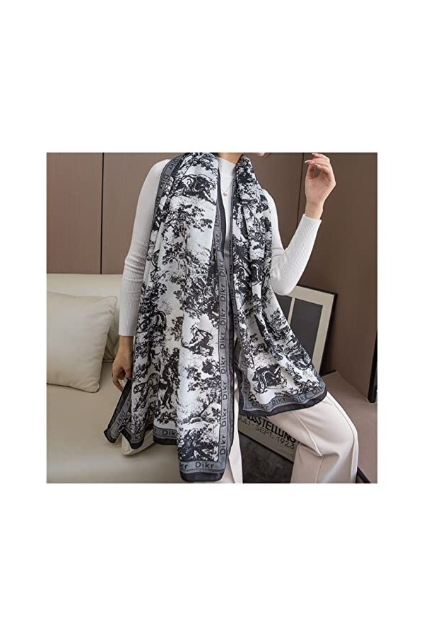 ACiyD Écharpe Femme Automne et Hiver Écharpe en Soie Écharpe Chaude Élégante et Confortable Femme Couleur : 2, Taille : Tail