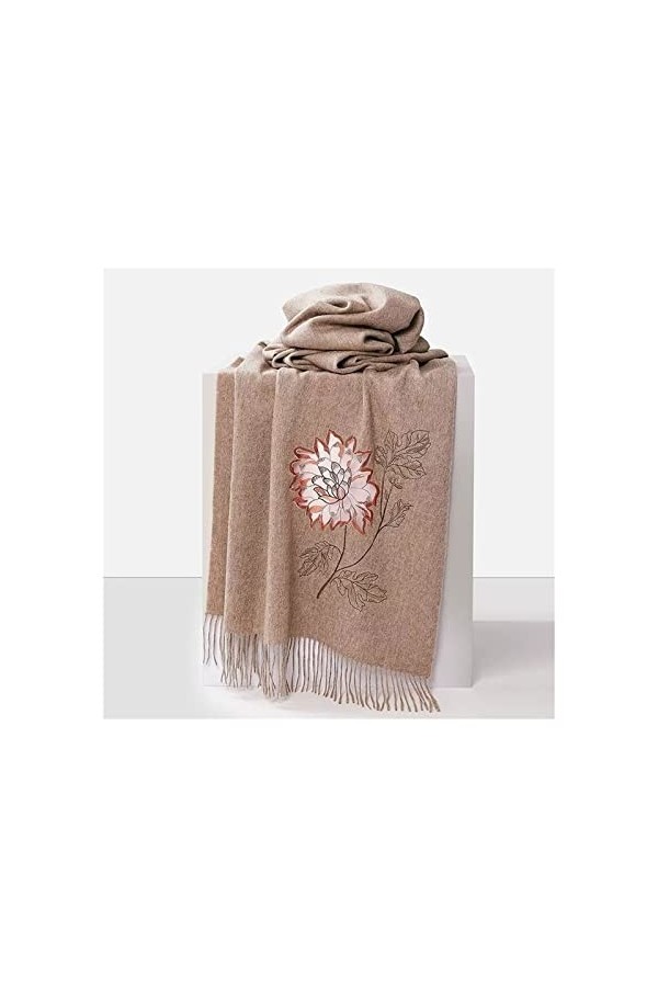KIZQYN Femme Châle Broderie de Haute qualité 100% écharpe en Laine Cape dhiver for Femme Écharpe Polyvalente surdimensionnée