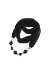 BAZIGA Écharpe pour Femme écharpe Ethnique Couleur Unie avec Pendentif en Perles écharpe pour Femme châle Wrap écharpe Noir 