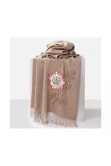 Envelopper Broderie de Haute qualité 100% écharpe en Laine Cape dhiver for Femme Écharpe Polyvalente surdimensionnée Chaud C