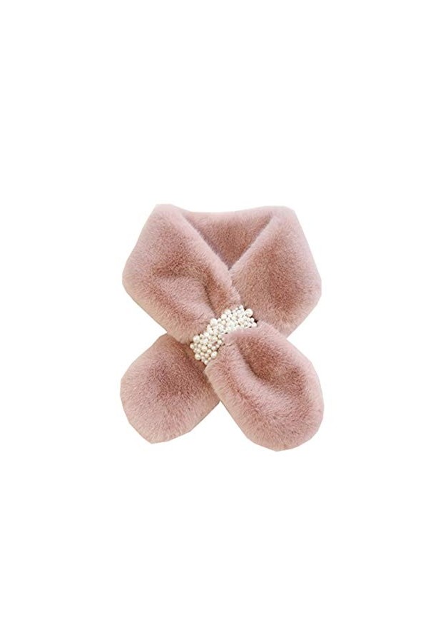 Femmes Wrap Col en Peluche Bavoir Femme Hiver Chaud Tout-Allumette Multicolore Croix écharpe Col Doux Chaud Couleur : Kaki, 